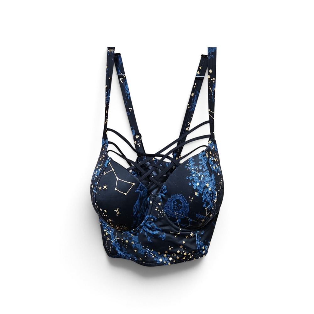 Torrid Celestial Zodiac Constellation Bikini Set Navy Gold High Waist 2PC Size 4